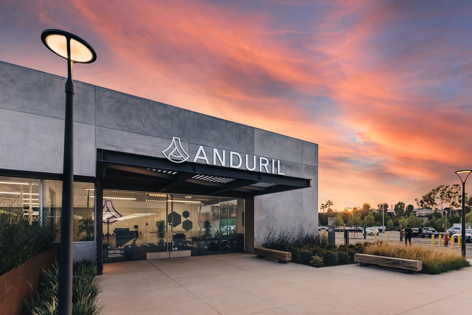 Anduril Industries headquarters at sunset